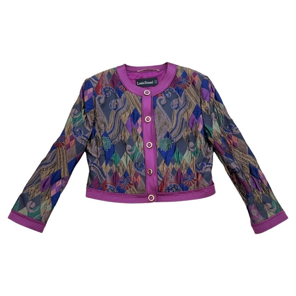 Louis Feraud multicolor vintage retro blazer jacket size 10